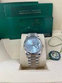 Thumbnail for Rolex Day - Date 36 Platinum Ice Blue Roman Dial President Bracelet 128236 - WatchesOff5thWatch