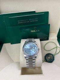 Thumbnail for Rolex Day - Date 36 Platinum Ice Blue Roman Dial President Bracelet 128236 - WatchesOff5thWatch