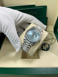 Thumbnail for Rolex Day - Date 36 Platinum Ice Blue Roman Dial President Bracelet 128236 - WatchesOff5thWatch