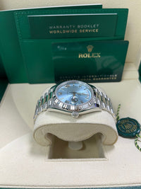 Thumbnail for Rolex Day - Date 40 Platinum Day - Date 40 Watch - Fluted Bezel - Ice Blue Roman Dial President Bracelet 228236 - WatchesOff5thWatch