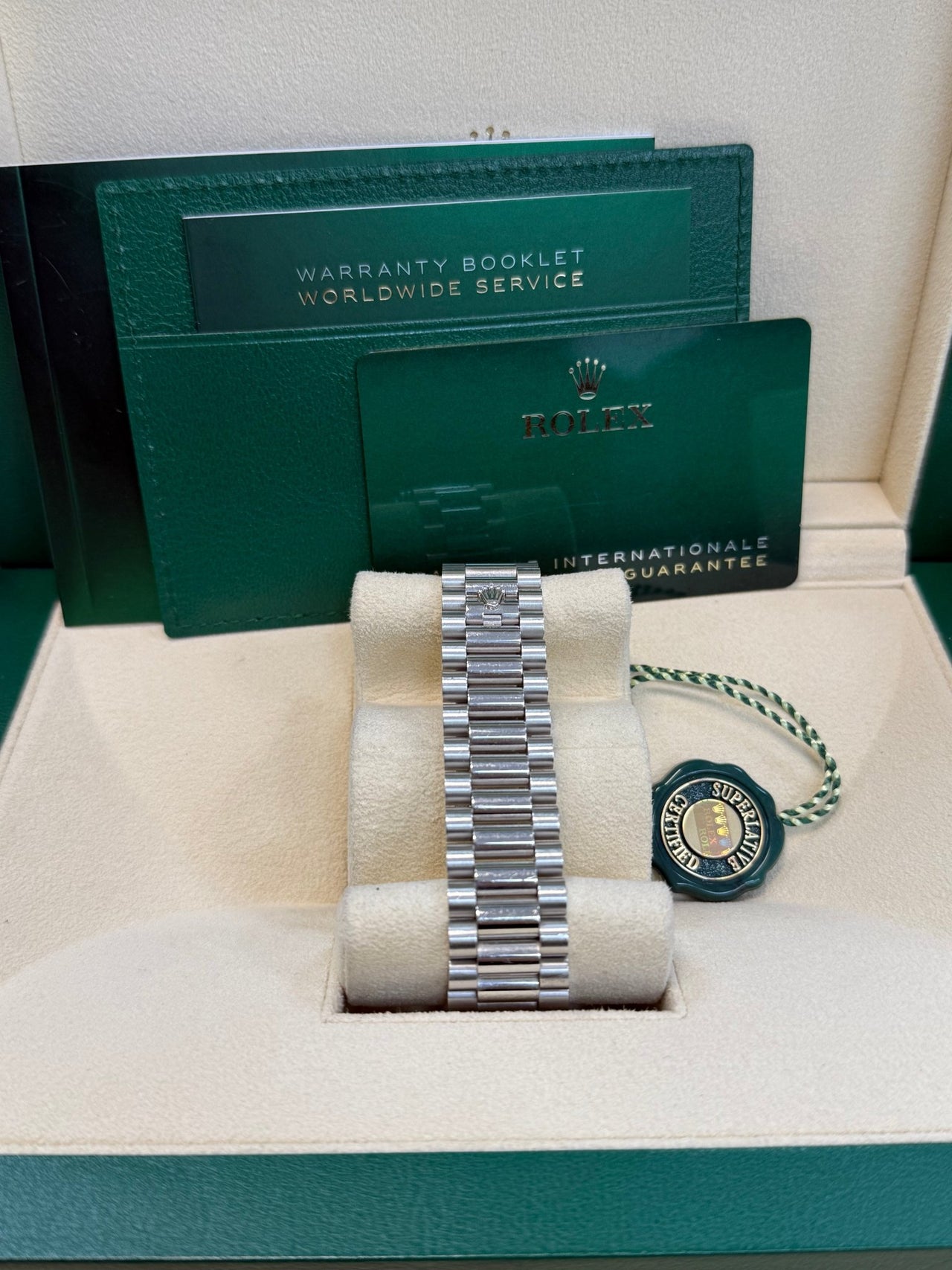 Rolex Day - Date 40 Platinum/ Ice - blue dial /President bracelet (Ref # 228206) - WatchesOff5thWatch