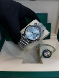 Thumbnail for Rolex Day - Date 40 Platinum/ Ice - blue dial /President bracelet (Ref # 228206) - WatchesOff5thWatch