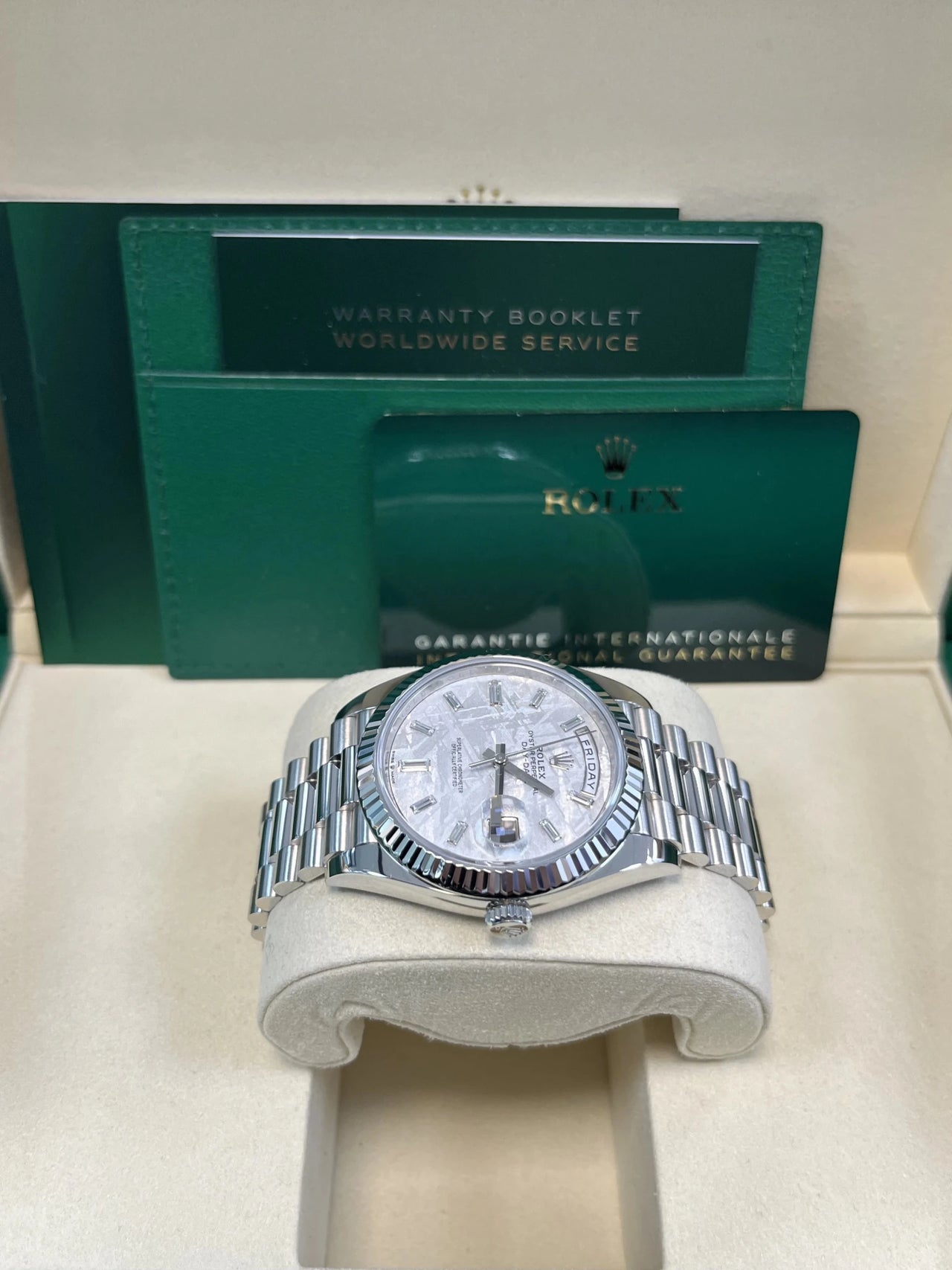 Rolex Day - Date 40 Platinum White Dial President Day - date 40mm Fluted Bezel 228236 - WatchesOff5thWatch
