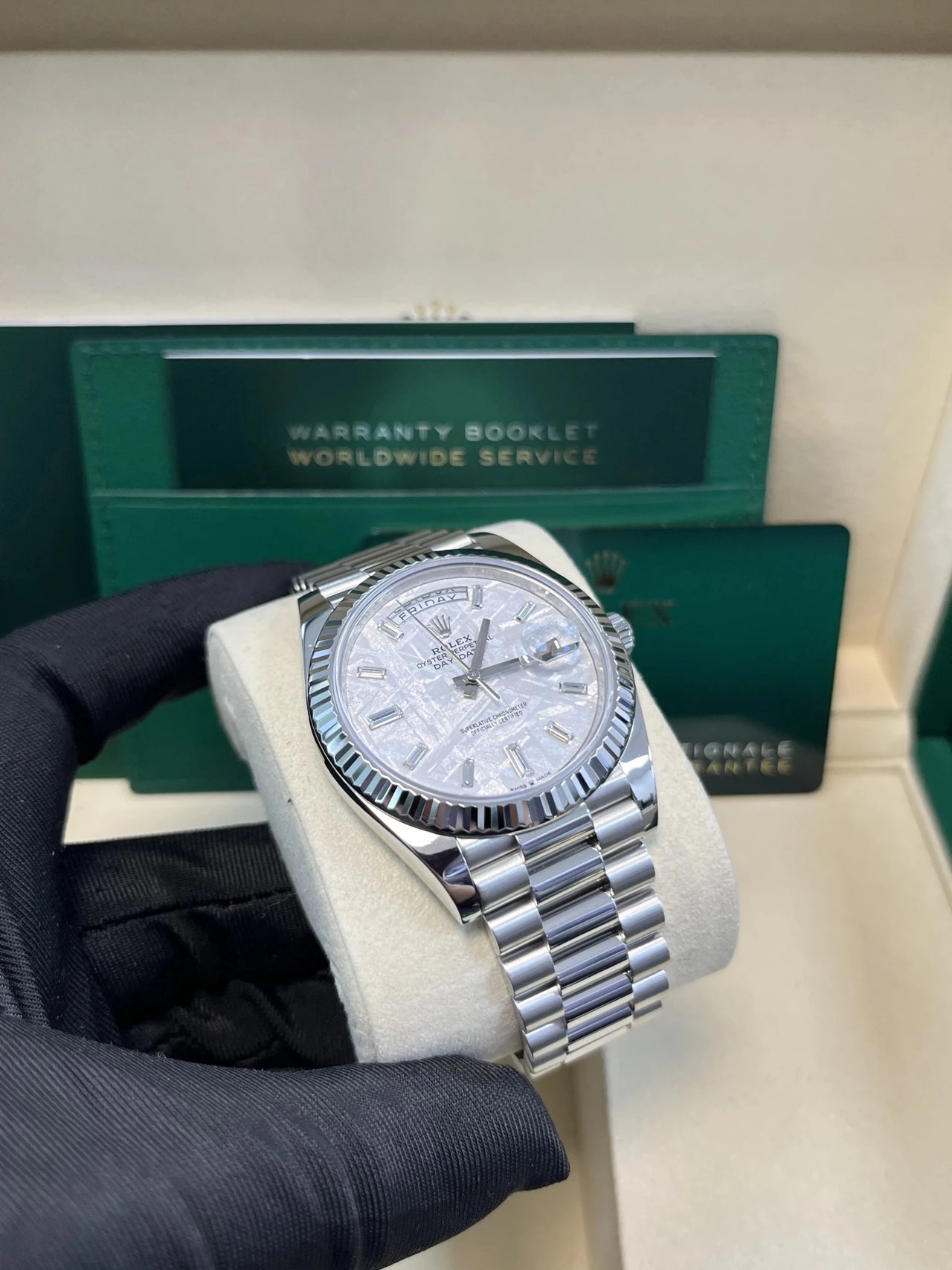 Rolex Day - Date 40 Platinum White Dial President Day - date 40mm Fluted Bezel 228236 - WatchesOff5thWatch
