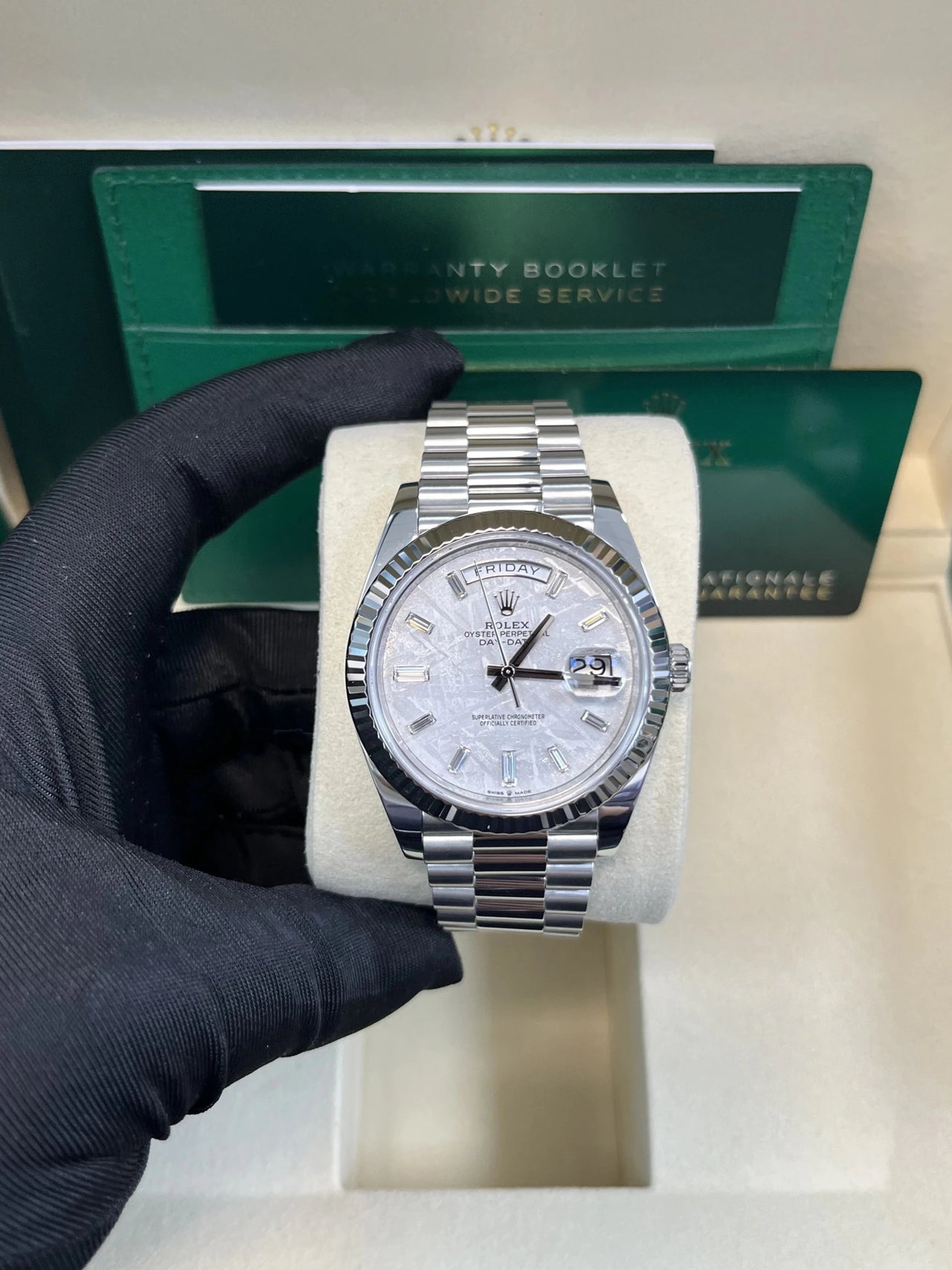 Rolex Day - Date 40 Platinum White Dial President Day - date 40mm Fluted Bezel 228236 - WatchesOff5thWatch