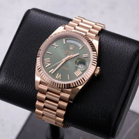 Thumbnail for Rolex Day-Date 40 Rose Gold Green Roman Dial - Fluted Bezel (Ref#228235) - WatchesOff5thWatch