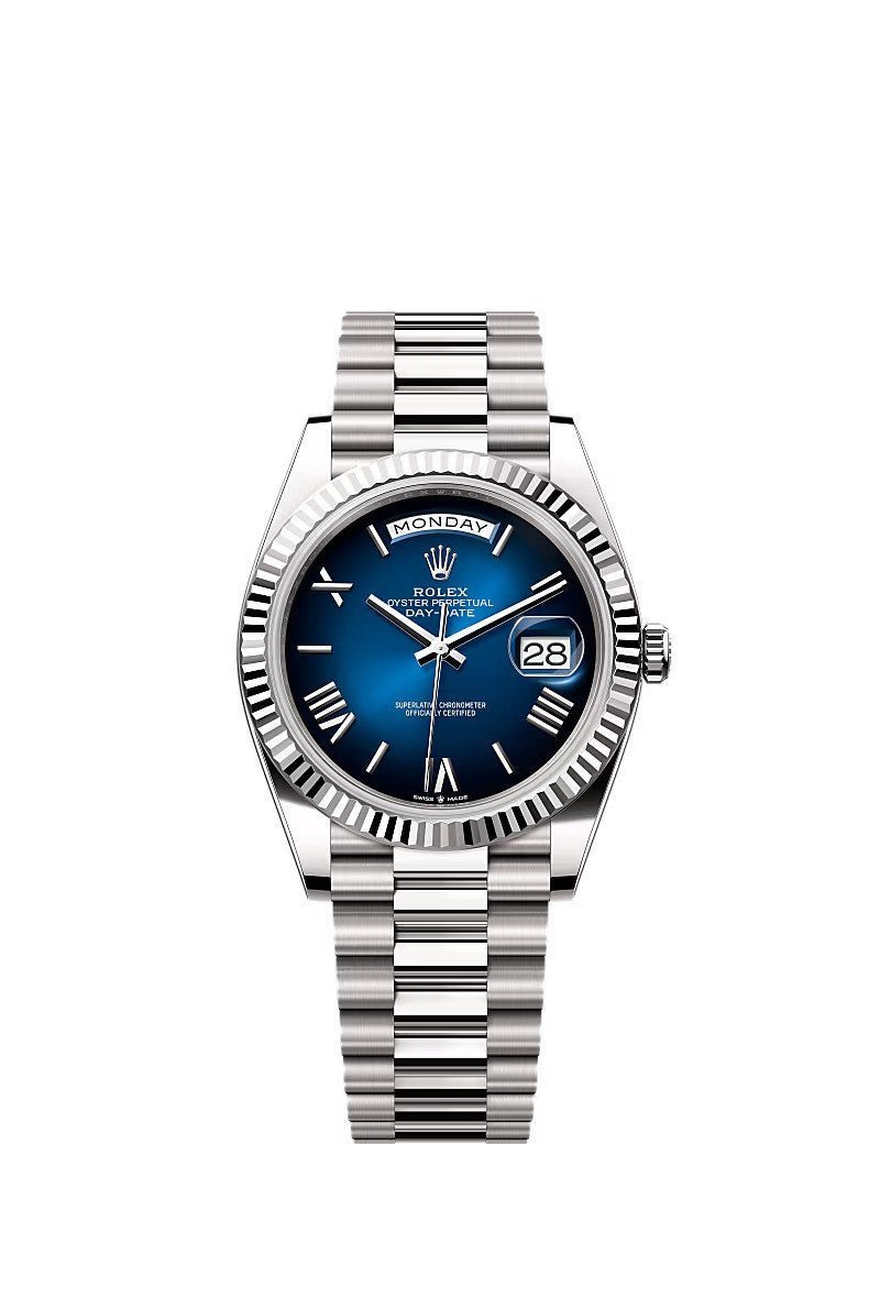 Rolex Day - Date 40 White Gold Blue Ombré Dial 228239 - WatchesOff5thWatch