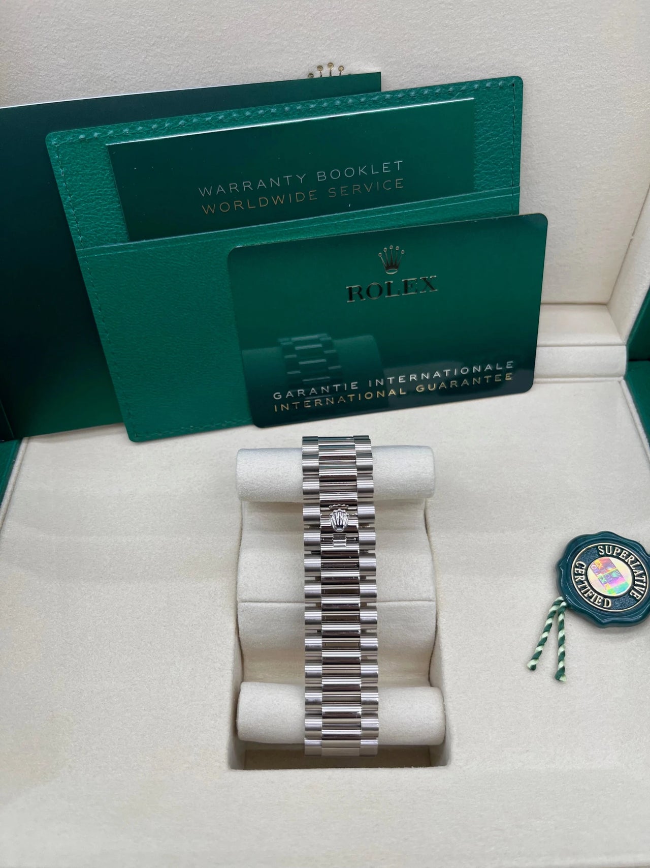 Rolex Day-Date 40 Blue Ombré Dial in White Gold 228239 – WatchesOff5th