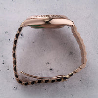 Thumbnail for Rolex Day-Date 40mm 18K Everose Gold White Mother of Pearl Baguette Diamond Dial Fluted Bezel President Bracelet (Ref 228235) - WatchesOff5thWatch