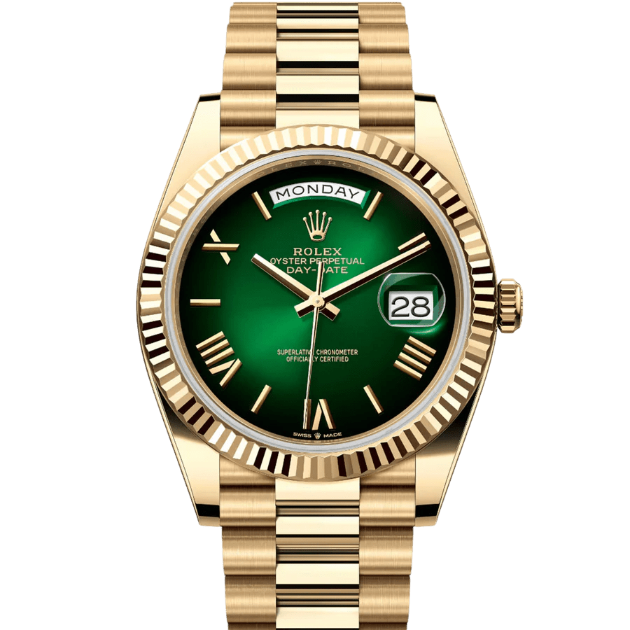 Rolex Day - Date 40mm Ombre Green Roman Dial New Release 228238 - WatchesOff5thWatch