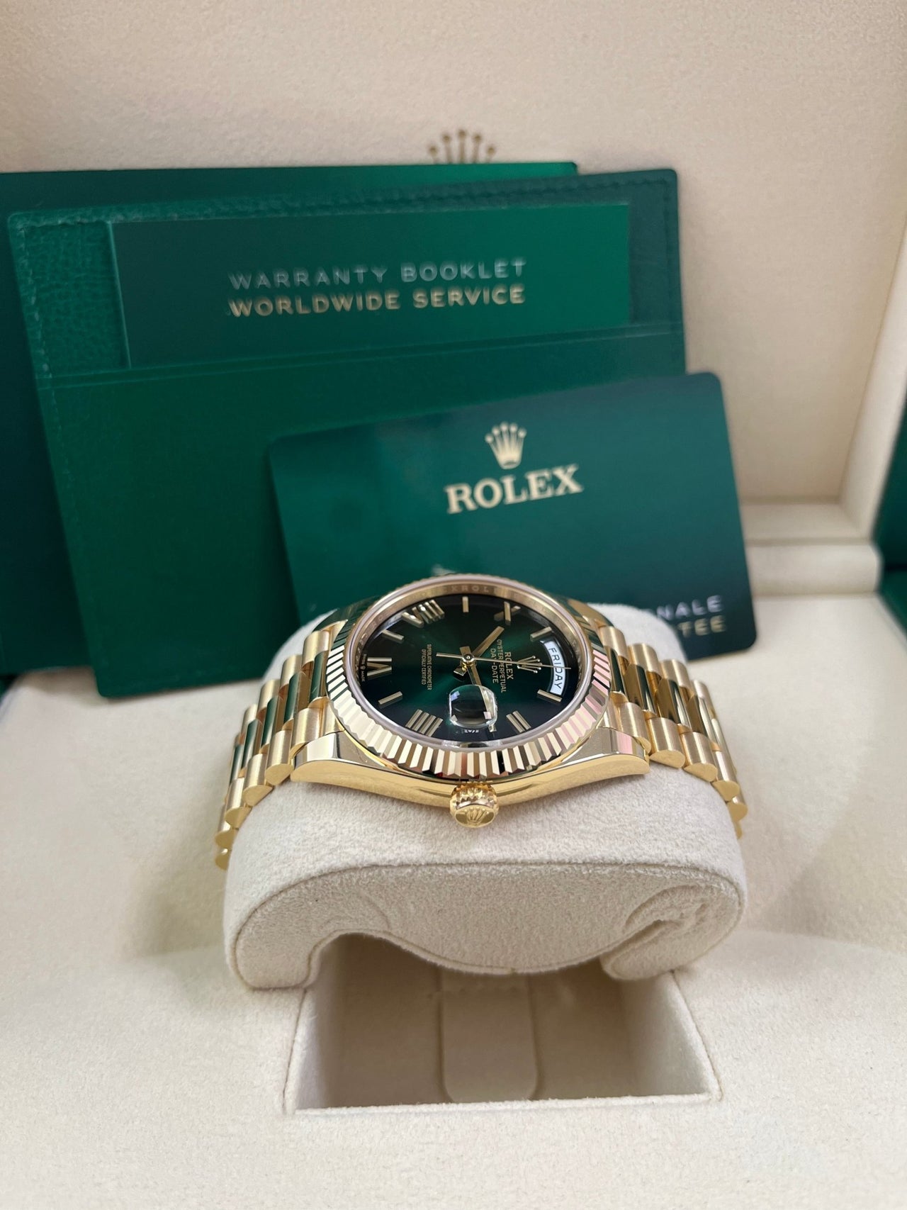 Rolex Day - Date 40mm Ombre Green Roman Dial New Release 228238 - WatchesOff5thWatch