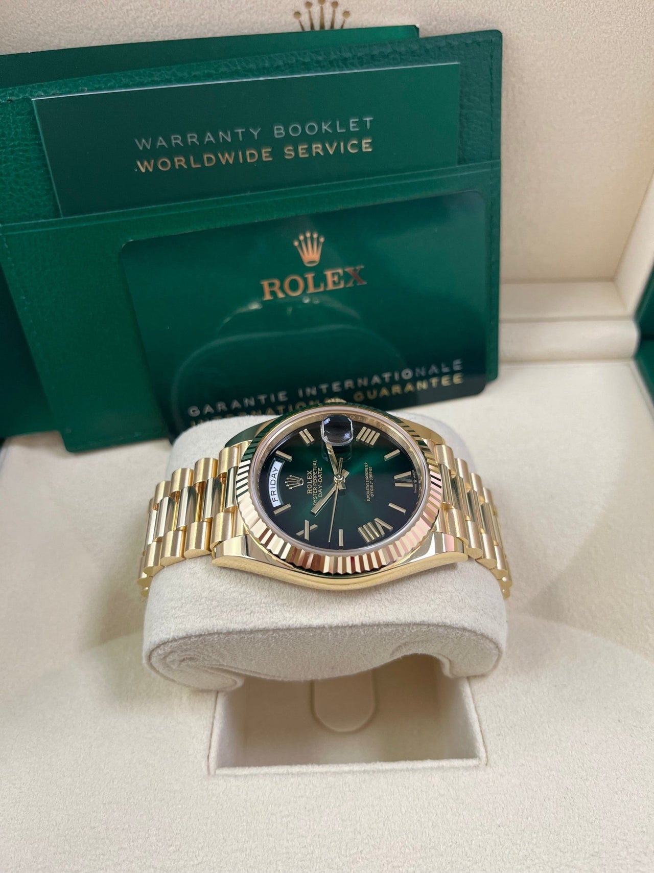 Rolex Day - Date 40mm Ombre Green Roman Dial New Release 228238 - WatchesOff5thWatch