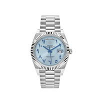 Thumbnail for Rolex Day - Date 40mm Platinum Ice Blue Arabic Dial Fluted Bezel President Bracelet (Ref 228236) deposit - WatchesOff5thWatch