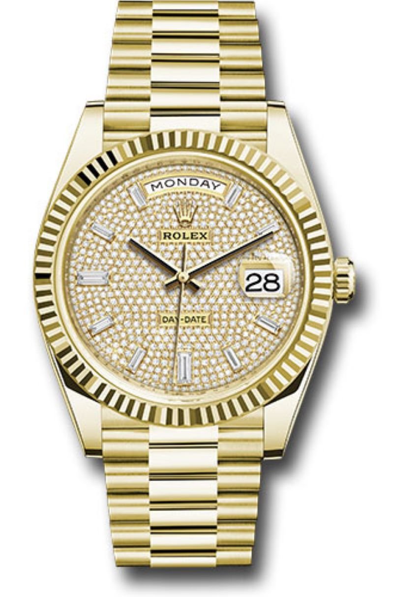 Rolex Day-Date 40mm Yellow Gold Pave Dial 228238 - WatchesOff5th