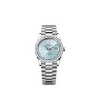 Thumbnail for Rolex Day - Date Platinum Diamond Bezel Ice Blue Dial Presidential Bracelet 128396TBR - WatchesOff5th