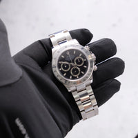Thumbnail for Rolex Daytona 40mm Stainless Steel Black Dial Tachymeter Bezel Oyster Bracelet (Ref 116520) - WatchesOff5thWatch