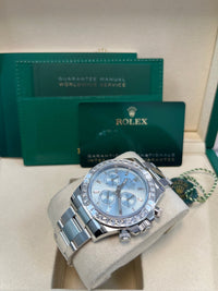 Thumbnail for Rolex Daytona Platinum Diamond Bezel Ice Blue Dial 126576TBR - WatchesOff5thWatch