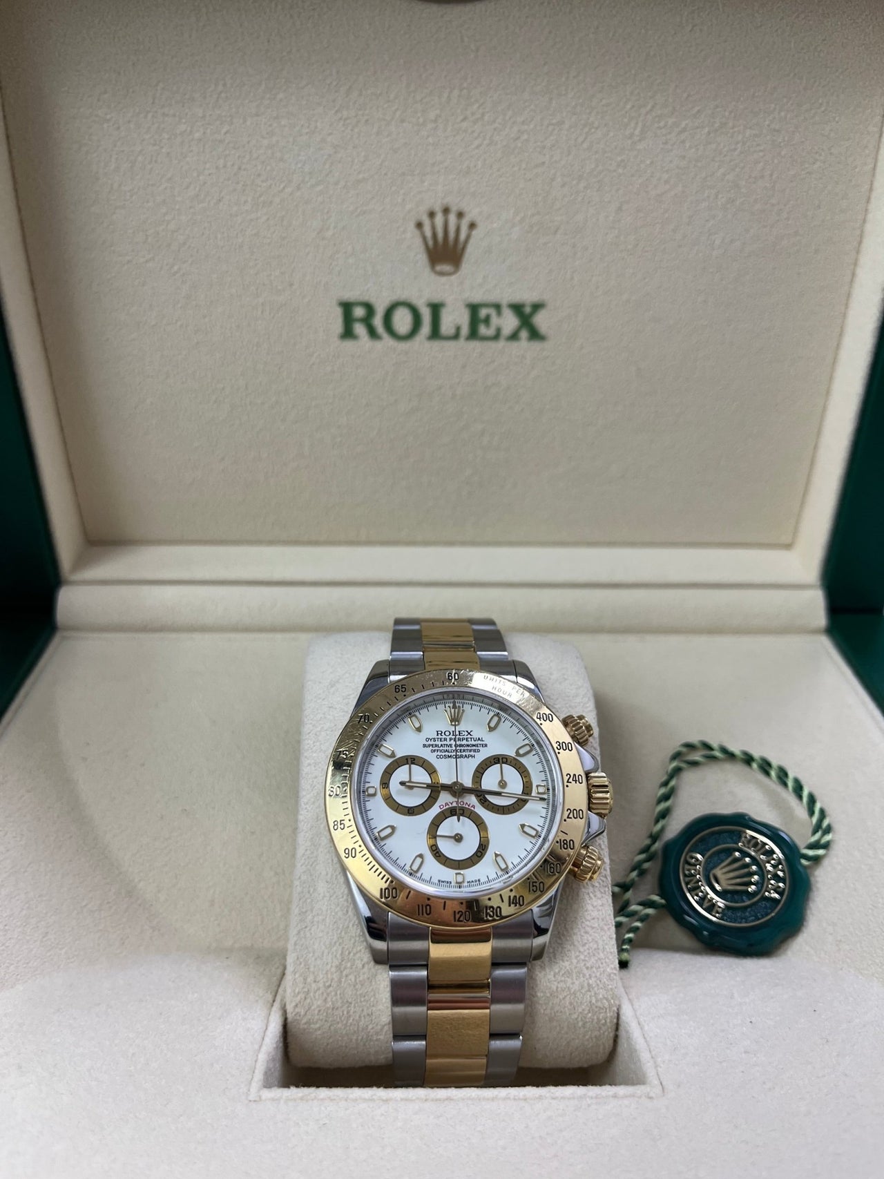 Rolex Daytona Stainless Steel and Yellow Gold White Dial 116523 - WatchesOff5thWatch