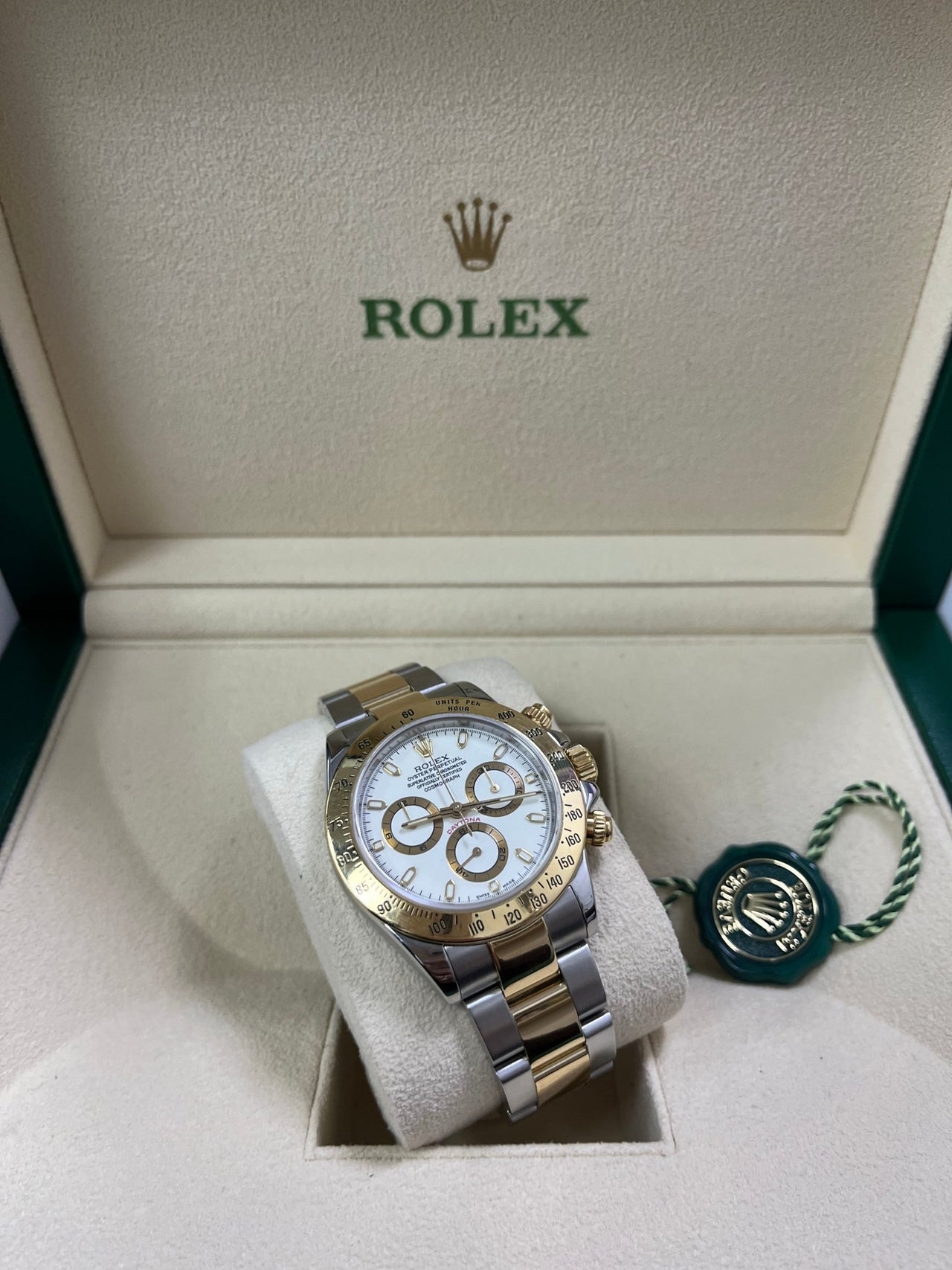 Rolex Daytona Stainless Steel and Yellow Gold White Dial 116523 - WatchesOff5thWatch