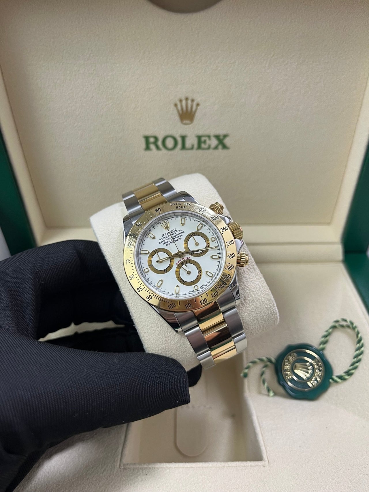 Rolex Daytona Stainless Steel and Yellow Gold White Dial 116523 - WatchesOff5thWatch