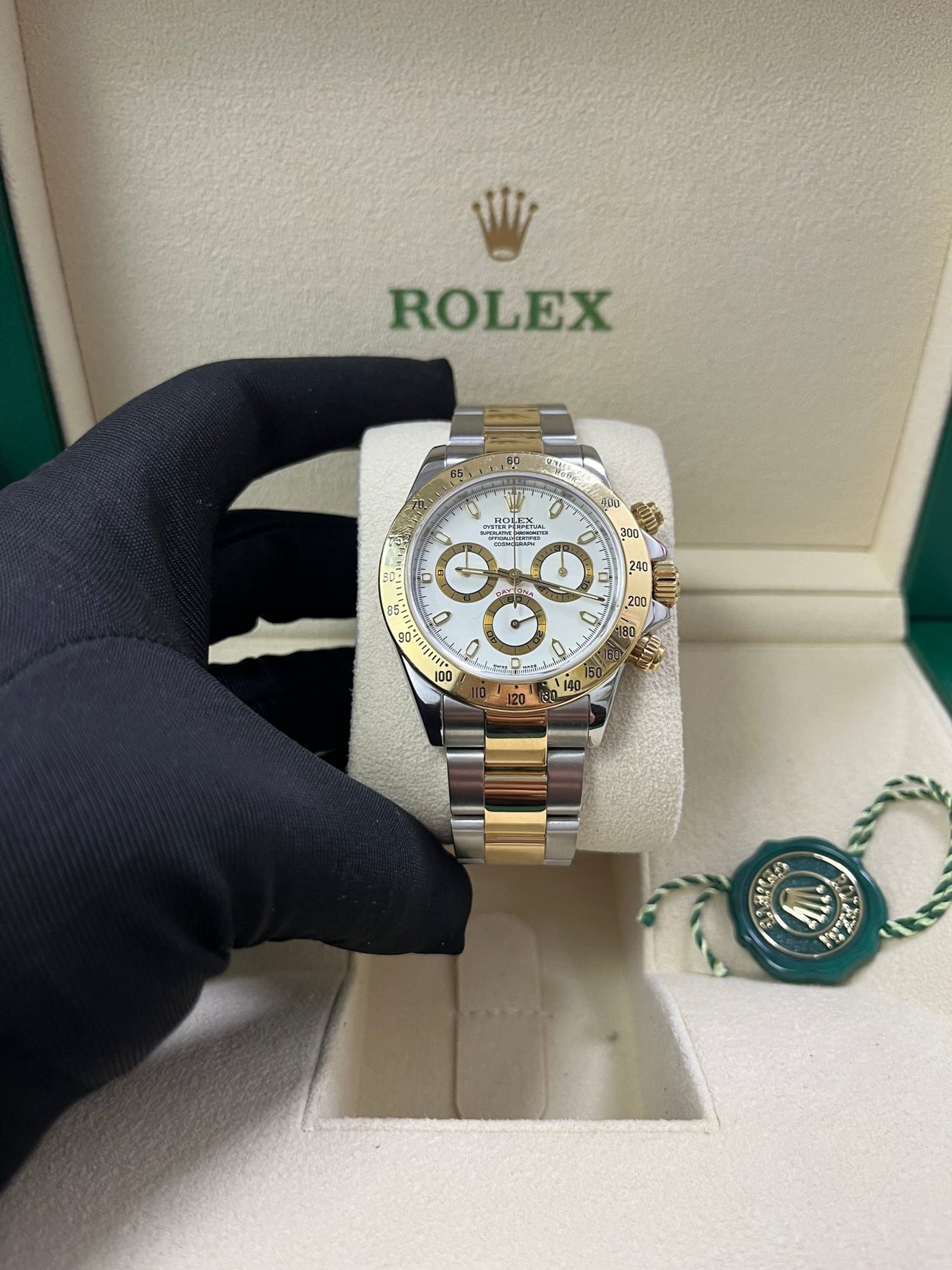 Rolex Daytona Stainless Steel and Yellow Gold White Dial 116523 - WatchesOff5thWatch