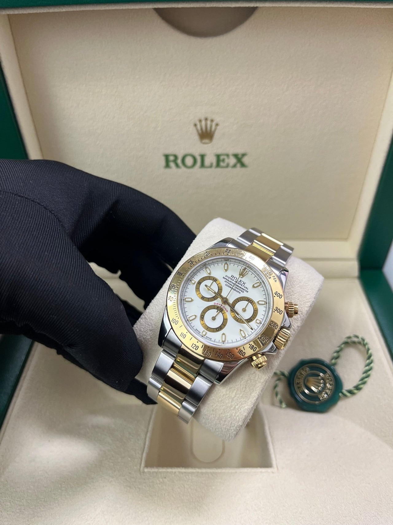 Rolex Daytona Stainless Steel and Yellow Gold White Dial 116523 - WatchesOff5thWatch