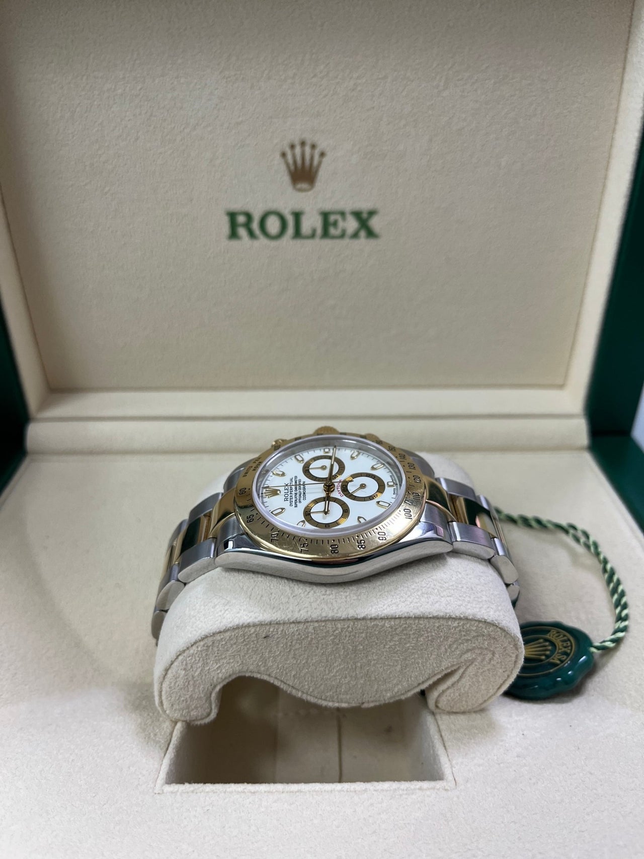 Rolex Daytona Stainless Steel and Yellow Gold White Dial 116523 - WatchesOff5thWatch