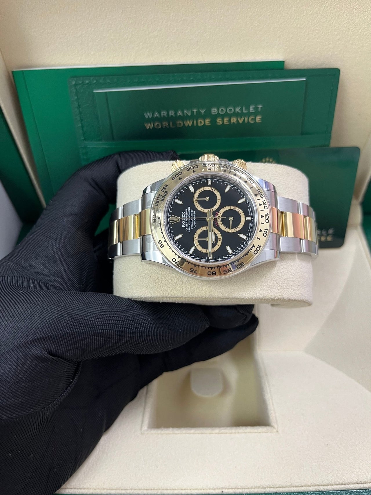 Rolex Daytona Yellow Gold and Steel Daytona Black Index Dial - Oyster Bracelet 126503 - WatchesOff5thWatch