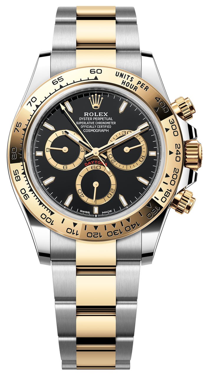 Rolex Daytona Yellow Gold and Steel Daytona Black Index Dial - Oyster Bracelet 126503 - WatchesOff5thWatch