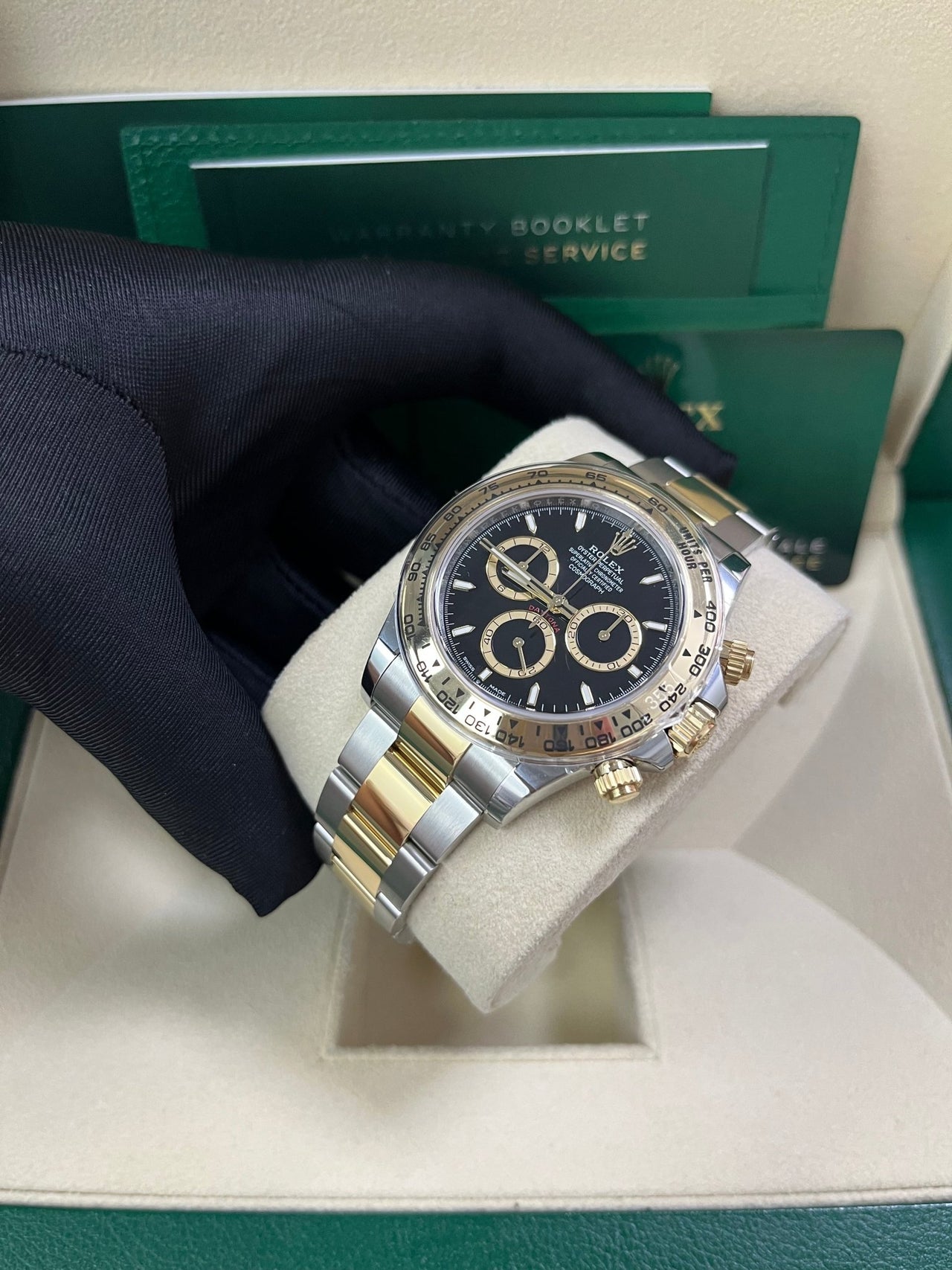 Rolex Daytona Yellow Gold and Steel Daytona Black Index Dial - Oyster Bracelet 126503 - WatchesOff5thWatch