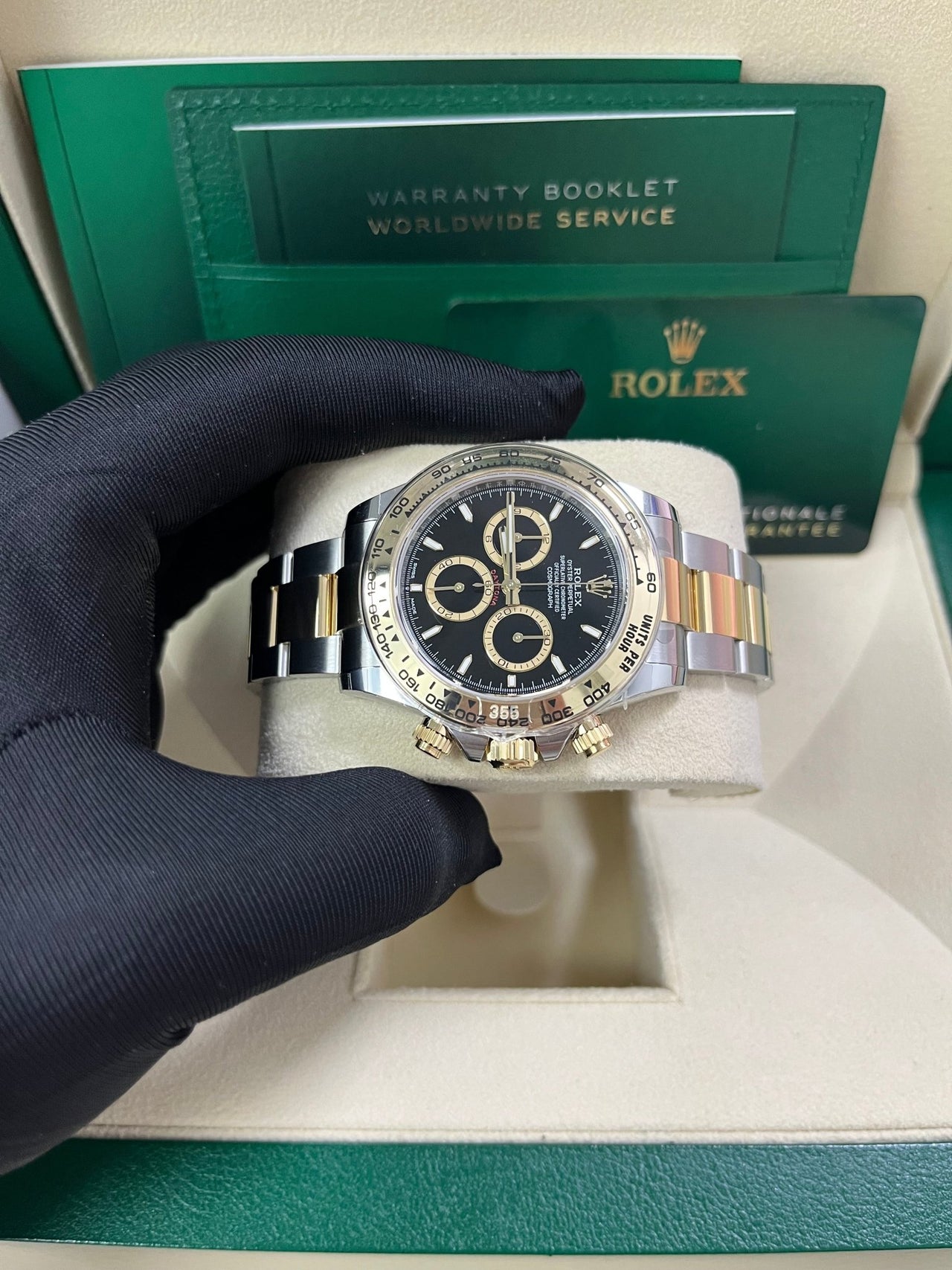 Rolex Daytona Yellow Gold and Steel Daytona Black Index Dial - Oyster Bracelet 126503 - WatchesOff5thWatch