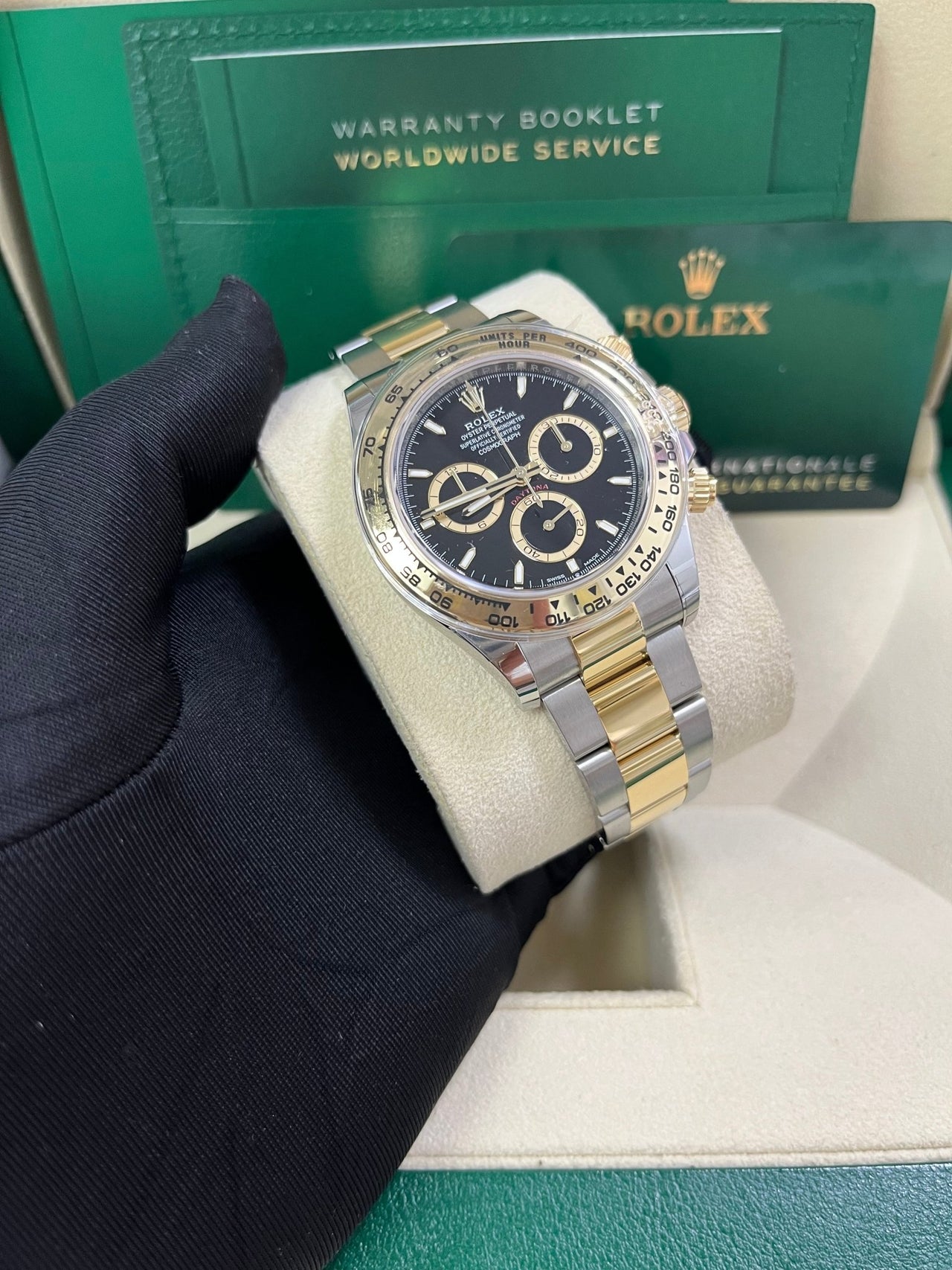 Rolex Daytona Yellow Gold and Steel Daytona Black Index Dial - Oyster Bracelet 126503 - WatchesOff5thWatch