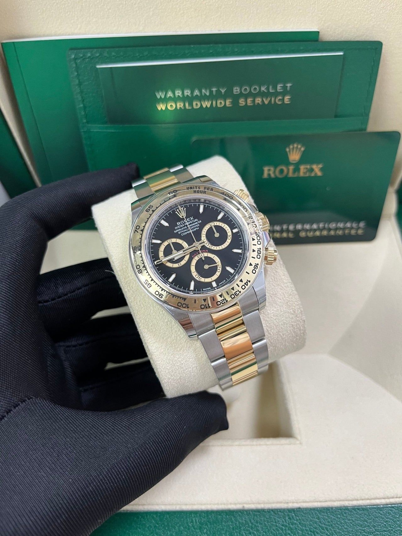 Rolex Daytona Yellow Gold and Steel Daytona Black Index Dial - Oyster Bracelet 126503 - WatchesOff5thWatch