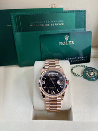 Thumbnail for Rolex Everose Gold Day - Date 36 Watch - Fluted Bezel - Eisenkiesel Diamond Dial - President Bracelet (Ref  128235) - WatchesOff5thWatch