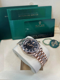 Thumbnail for Rolex Everose Gold Day - Date 36 Watch - Fluted Bezel - Eisenkiesel Diamond Dial - President Bracelet (Ref  128235) - WatchesOff5thWatch