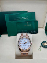 Thumbnail for Rolex Everose Gold Day - Date 40 Watch Fluted Bezel White Bevelled Roman Dial 228235 - WatchesOff5th