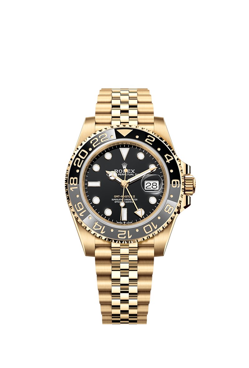 Rolex GMT - Master II 40mm 18k Yellow Gold Ceramic Bezel Black Dial Jubilee 126718grnr - WatchesOff5thWatch