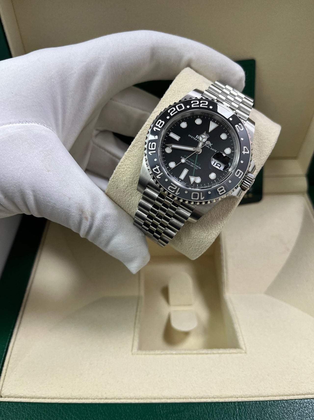 Rolex GMT - Master II Black Grey Bezel Jubilee Bracelet 126710GRNR - WatchesOff5thWatch