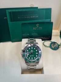 Thumbnail for Rolex GMT - Master II Left - Hand 40mm 18K White Gold Green Ceramic Dial Green Black Cerachrom Bezel Oyster Bracelet (Ref 126729VTNR) - WatchesOff5thWatch