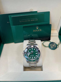 Thumbnail for Rolex GMT - Master II Left - Hand 40mm 18K White Gold Green Ceramic Dial Green Black Cerachrom Bezel Oyster Bracelet (Ref 126729VTNR) - WatchesOff5thWatch