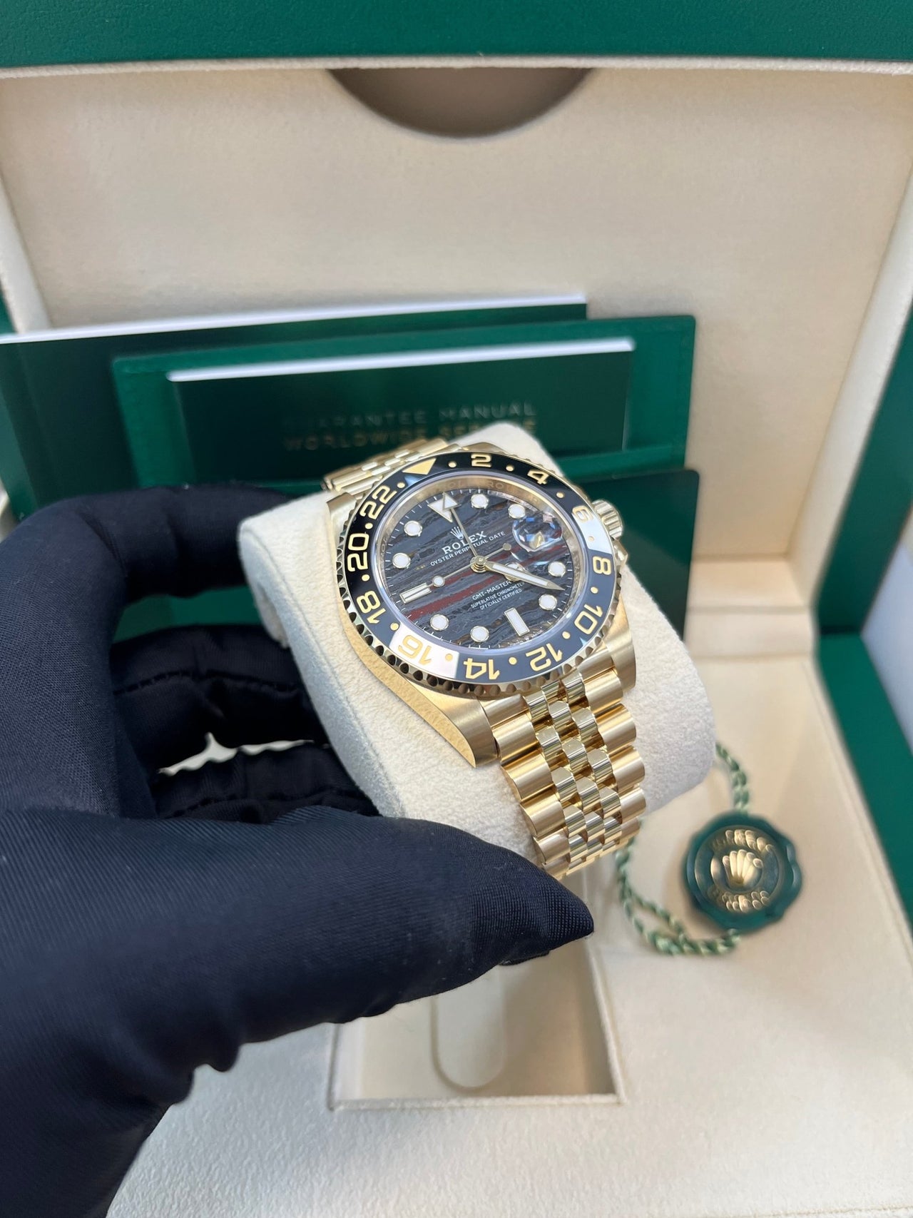 Rolex GMT - Master II New 2025 Release GMT - Master II 126718GRNR Yellow Gold Tiger Iron Dial Jubilee - WatchesOff5th