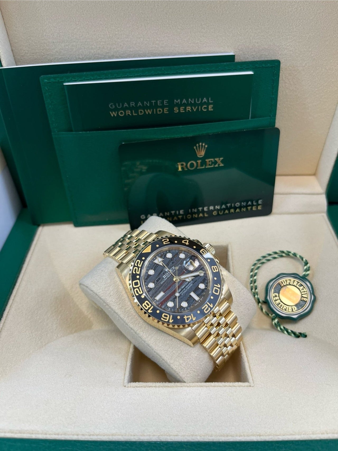 Rolex GMT - Master II New 2025 Release GMT - Master II 126718GRNR Yellow Gold Tiger Iron Dial Jubilee - WatchesOff5th