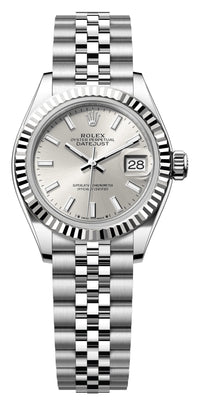 Thumbnail for Rolex Lady-Datejust 28mm Steel and White Gold Silver Dial Fluted Bezel Jubilee Bracelet (Ref# 279174-0005) - WatchesOff5thWatch
