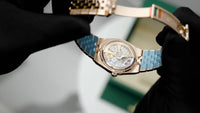 Thumbnail for Rolex Land-Dweller 36 Everose Gold White Honeycomb Dial Ref. 127235