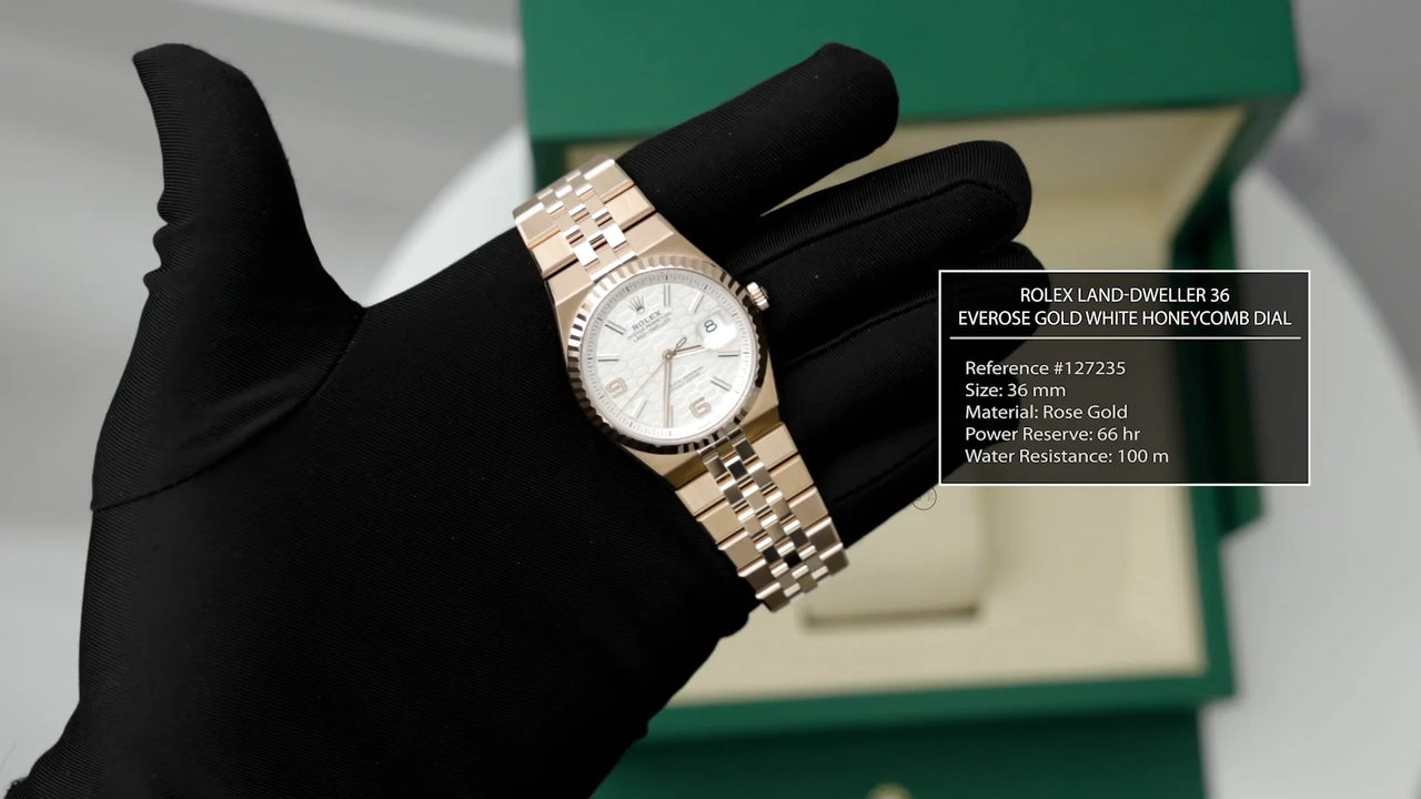 Rolex Land-Dweller 36 Everose Gold White Honeycomb Dial Ref. 127235