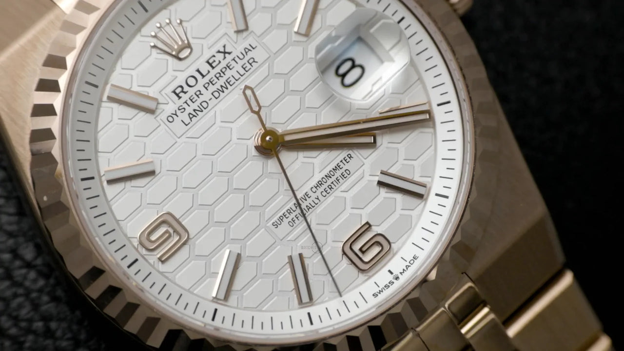 Rolex Land-Dweller 36 Everose Gold White Honeycomb Dial Ref. 127235