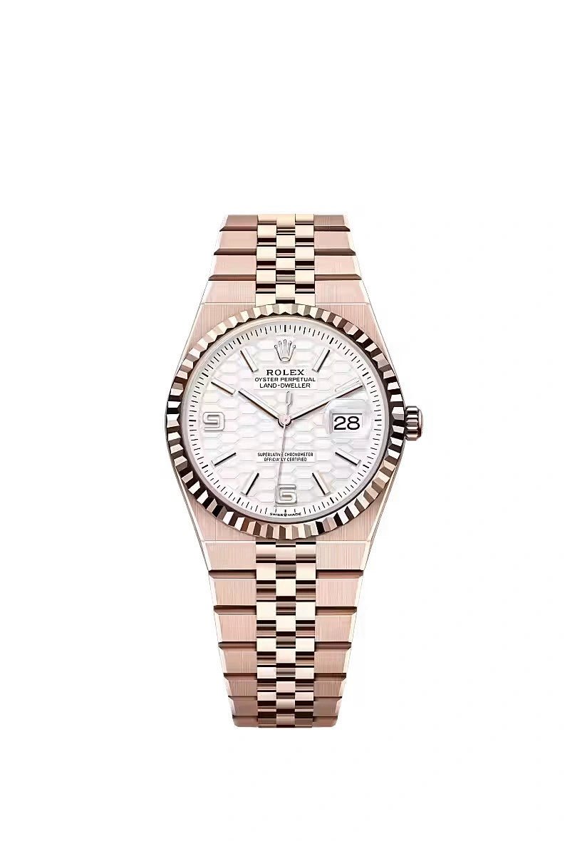 Rolex Land - Dweller 36 Everose Gold White Honeycomb Dial Ref. 127235 - WatchesOff5thWristwatch
