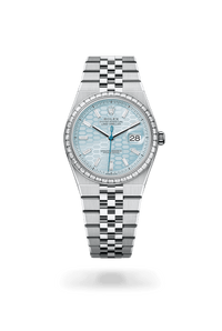 Thumbnail for Rolex Land - Dweller 36 | Ice Blue Honeycomb with Diamonds Dial (Ref 127286TBR) - WatchesOff5thWristwatch
