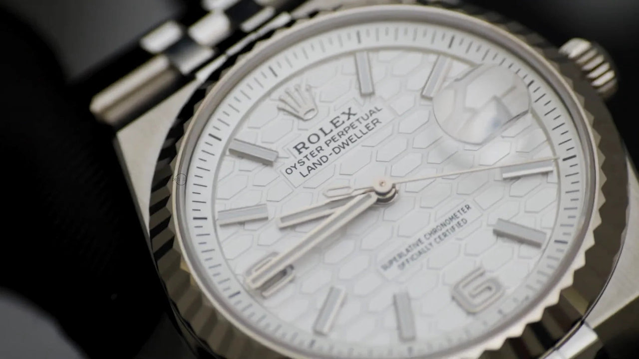 Rolex Land - Dweller 36 Steel White Rolesor Honeycomb Dial Ref. 127234 - WatchesOff5thWristwatch