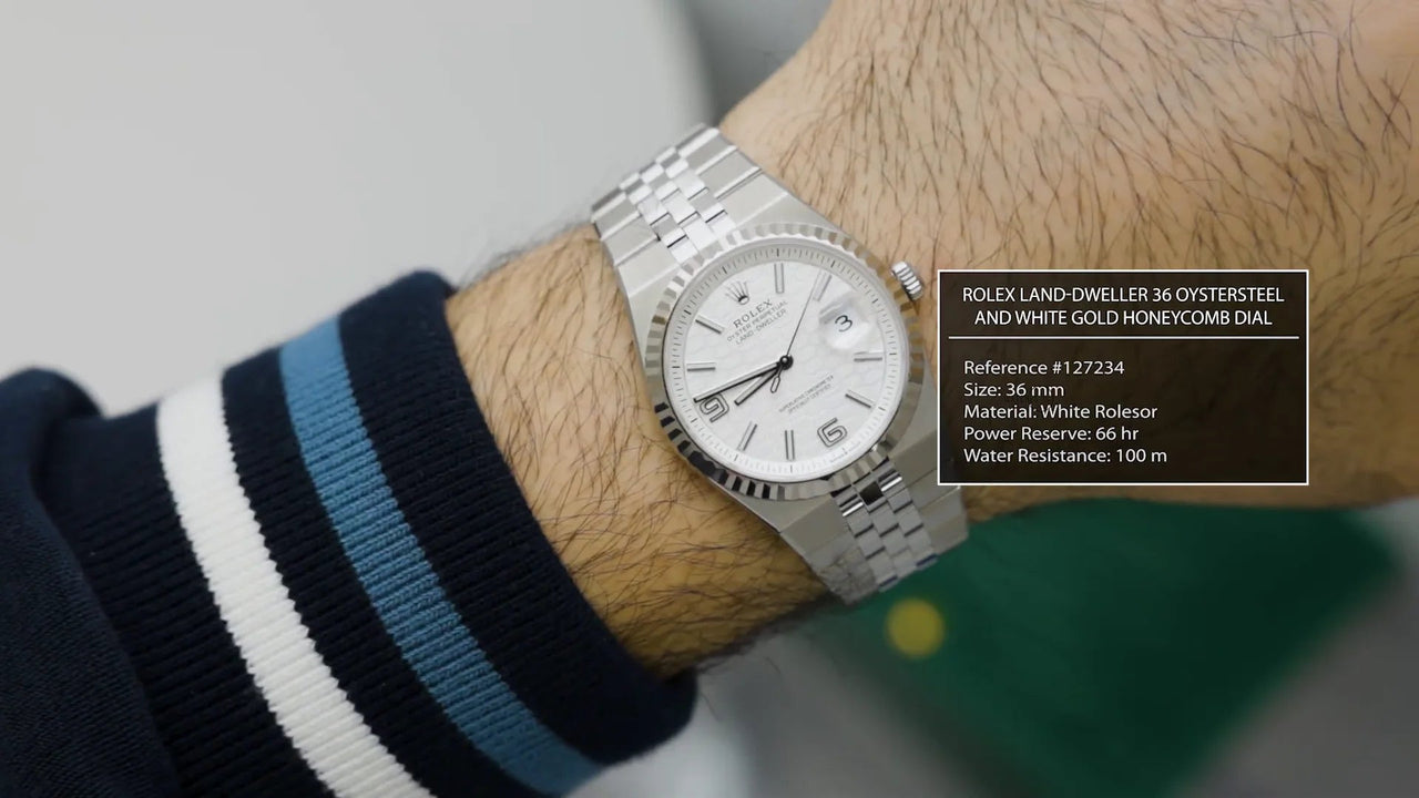 Rolex Land - Dweller 36 Steel White Rolesor Honeycomb Dial Ref. 127234 - WatchesOff5thWristwatch